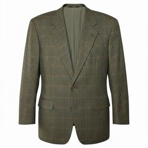 VTG DAKS London Mens Olive 100% Wool Tweed British Check Blazer US 40R Old Money